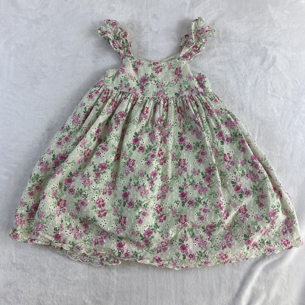 Janie and Jack Little‎ Girl Dress 6Y Pastel Floral Embroidered Sleeveless Easter